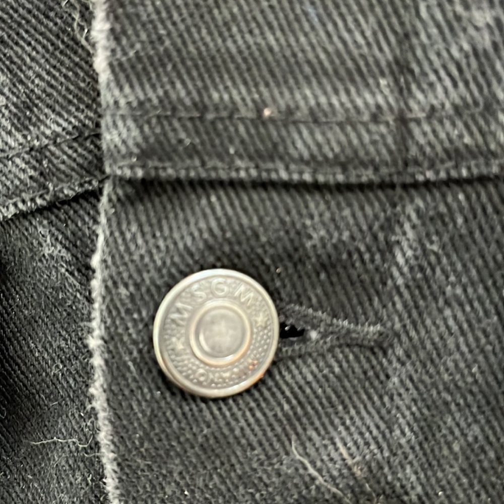 Msgm Patch Distressed Black Cotton Button Down Wo… - image 5